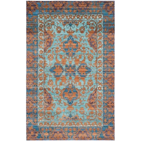 Safavieh Valencia Power Loomed Rectangle Rug- Blue - Gold- 4 X 6 Ft. VAL102A-4